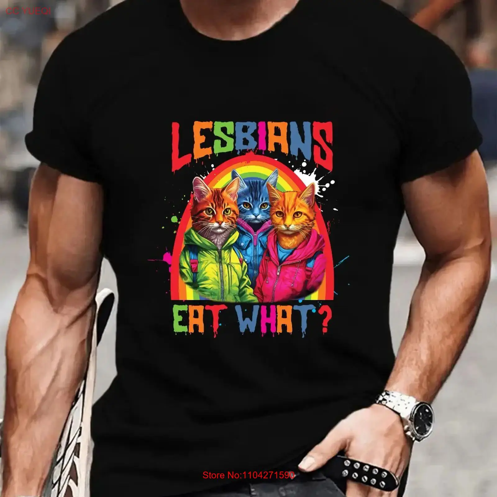 Vintage Queer Fashion - T-shirt Arcobaleno Audace per Lesbiche, Divertente