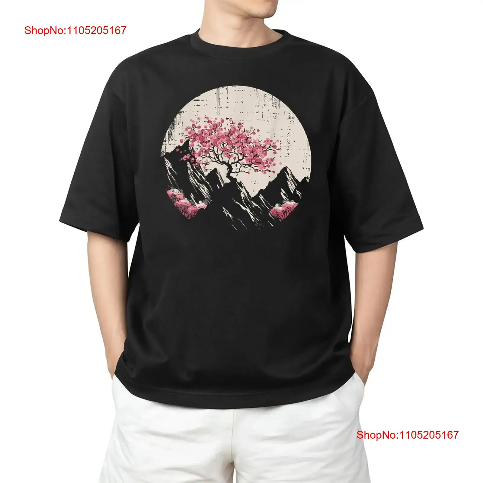 Vintage Fashion Art - T-shirt Blossoms Mountains Sakura ArtT-shirt vintage