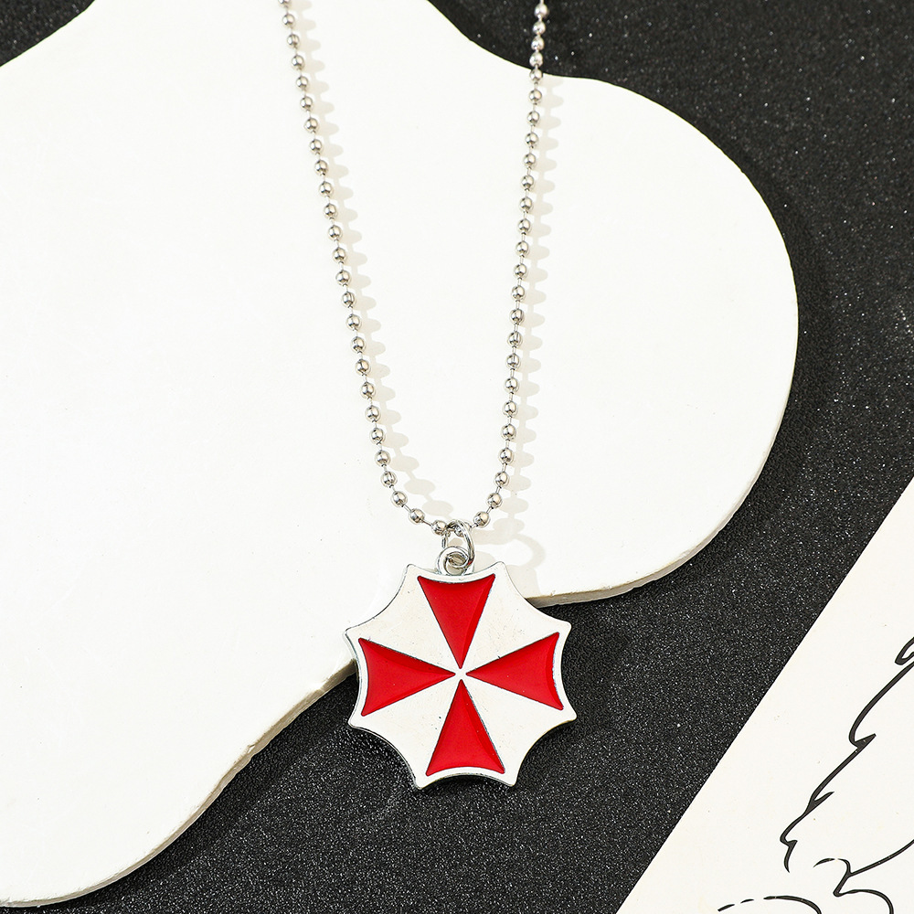 Vintage Fashion Theme - Collana con Ciondolo Ombrello Rosso Vintage,