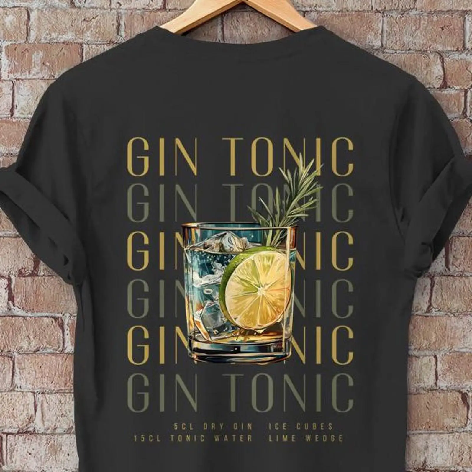 Vintage Fashion Illustration - T-shirt Gin Tonic Illustrata per Amanti