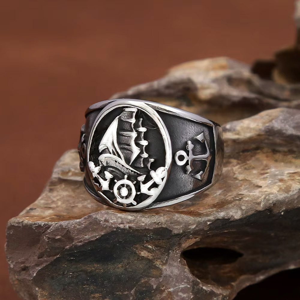 Vintage Fashion Wheel - Anello Sigillo Vintage Nautico Nordico con