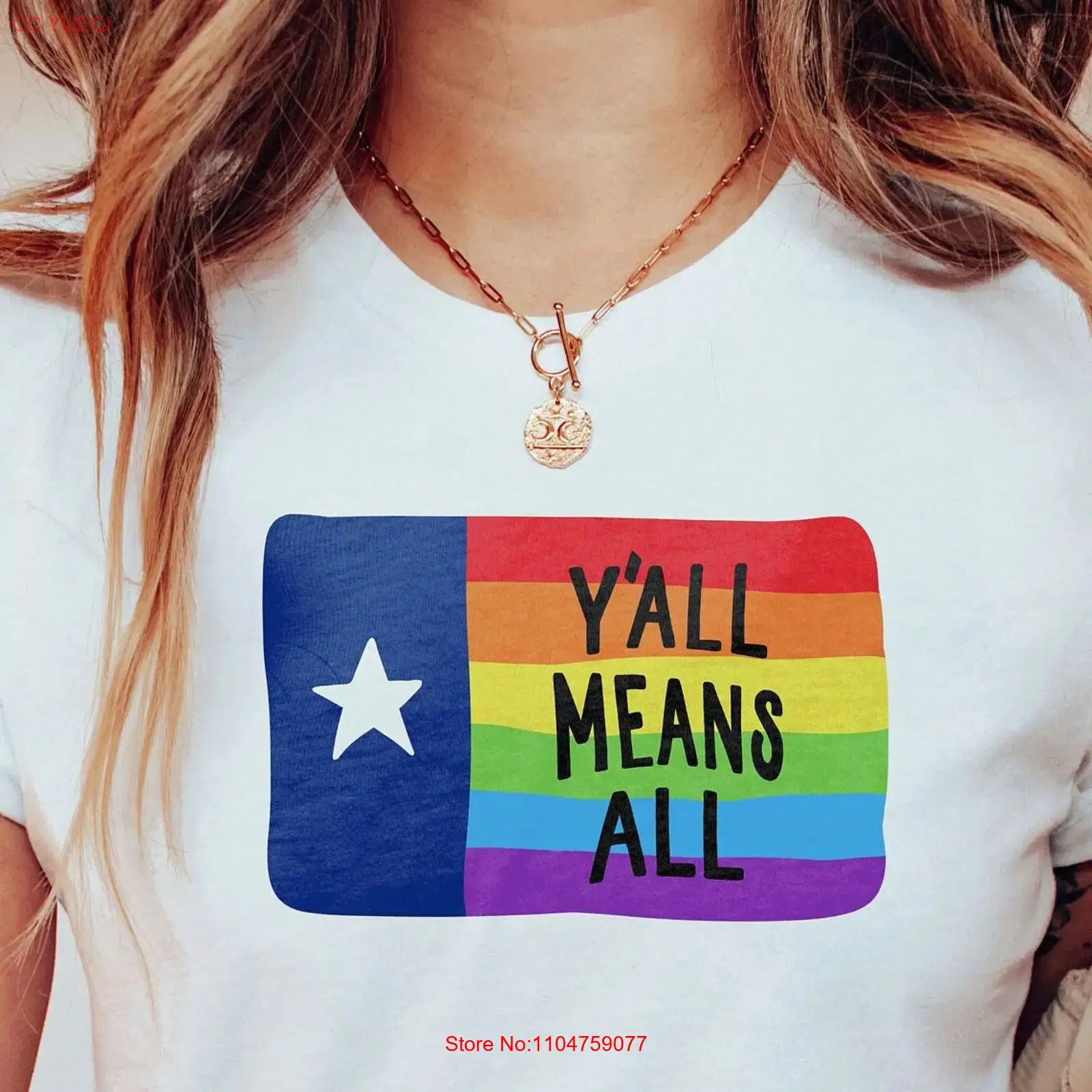 Vintage Queer Fashion - Maglietta 'Yall Means Texas' LGBTQ Pride,