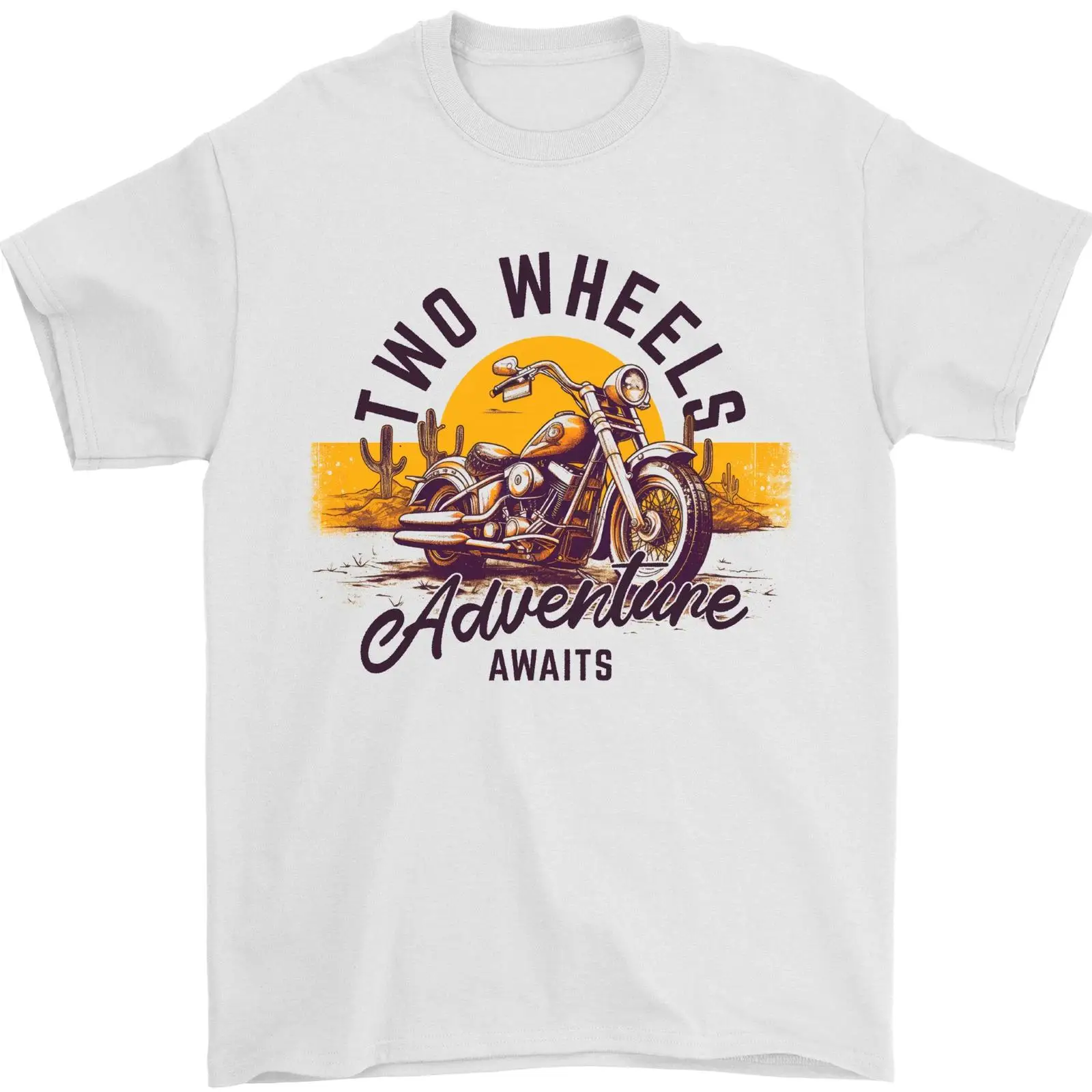 Vintage Fashion Wheel - Maglietta da uomo 2 Wheels Adventure