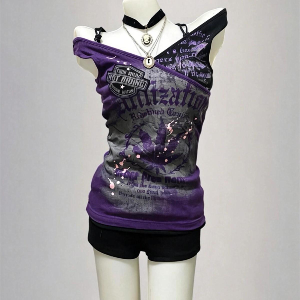 T-shirt Gotica Y2K con Stampa  - Vintage Fashion Subculture recensione e prezzo